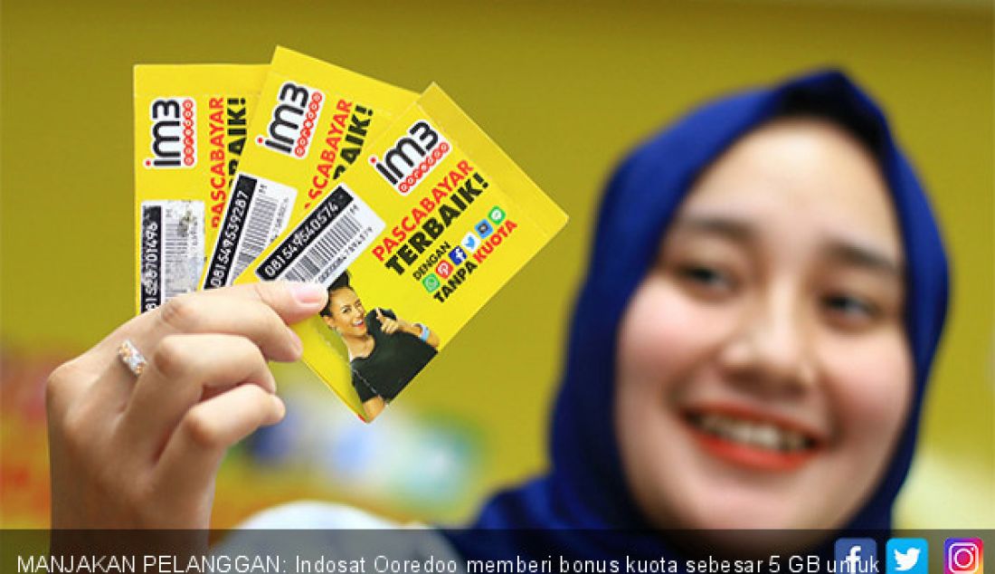 MANJAKAN PELANGGAN: Indosat Ooredoo memberi bonus kuota sebesar 5 GB untuk penukaran kartu lama dengan kartu 4G. - JPNN.com