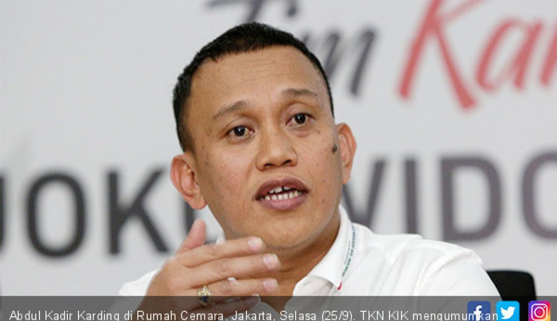 Abdul Kadir Karding di Rumah Cemara, Jakarta, Selasa (25/9). TKN KIK mengumumkan nama-nama yang menjadi Juri Bicara TKN KIK. - JPNN.com