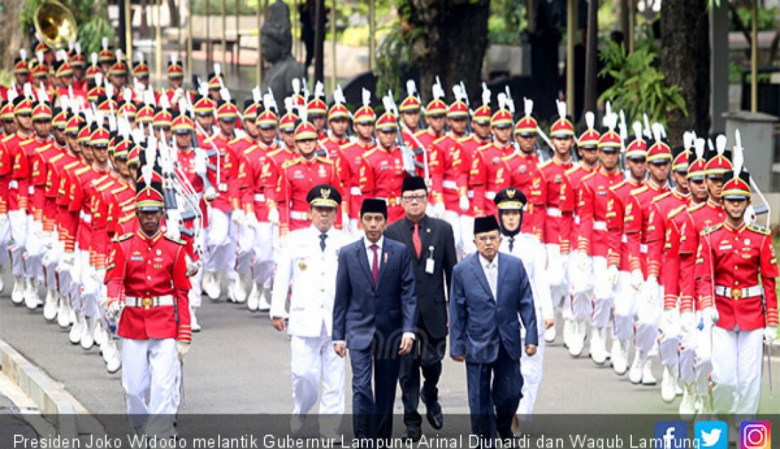 Presiden Joko Widodo melantik Gubernur Lampung Arinal Djunaidi dan Wagub Lampung Chusnunia Chalim di Istana Negara, Jakarta, Rabu (12/6). - JPNN.com