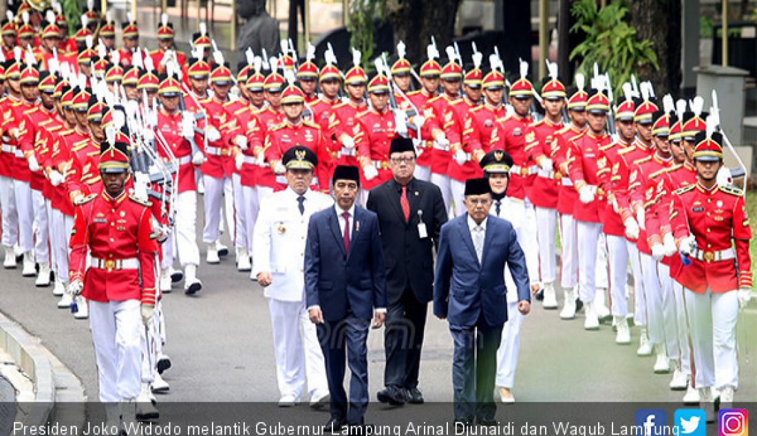 Presiden Joko Widodo melantik Gubernur Lampung Arinal Djunaidi dan Wagub Lampung Chusnunia Chalim di Istana Negara, Jakarta, Rabu (12/6). - JPNN.com