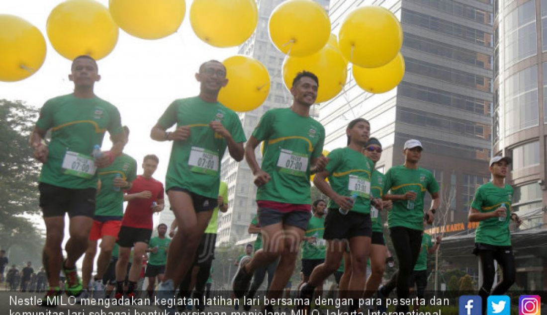 Nestle MILO mengadakan kegiatan latihan lari bersama dengan para peserta dan komunitas lari sebagai bentuk persiapan menjelang MILO Jakarta Interanational 10K 2019, Jakarta, Minggu (16/6). - JPNN.com