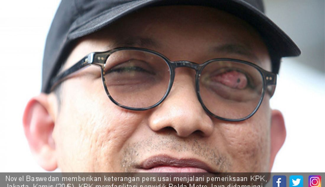 Novel Baswedan memberikan keterangan pers usai menjalani pemeriksaan KPK, Jakarta, Kamis (20/6). KPK memfasilitasi penyidik Polda Metro Jaya didampingi oleh tim asistensi ahli atau tim gabungan untuk memeriksa Novel Baswedan. - JPNN.com