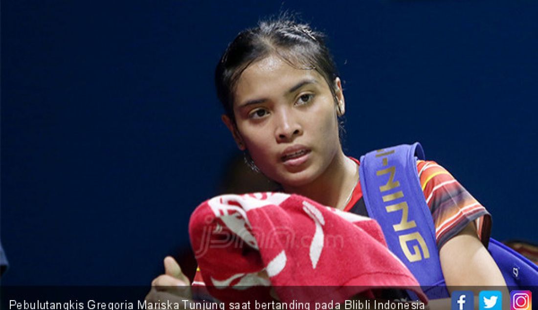 Pebulutangkis Gregoria Mariska Tunjung saat bertanding pada Blibli Indonesia Open 2019, Jakarta, Selasa (16/7) - JPNN.com