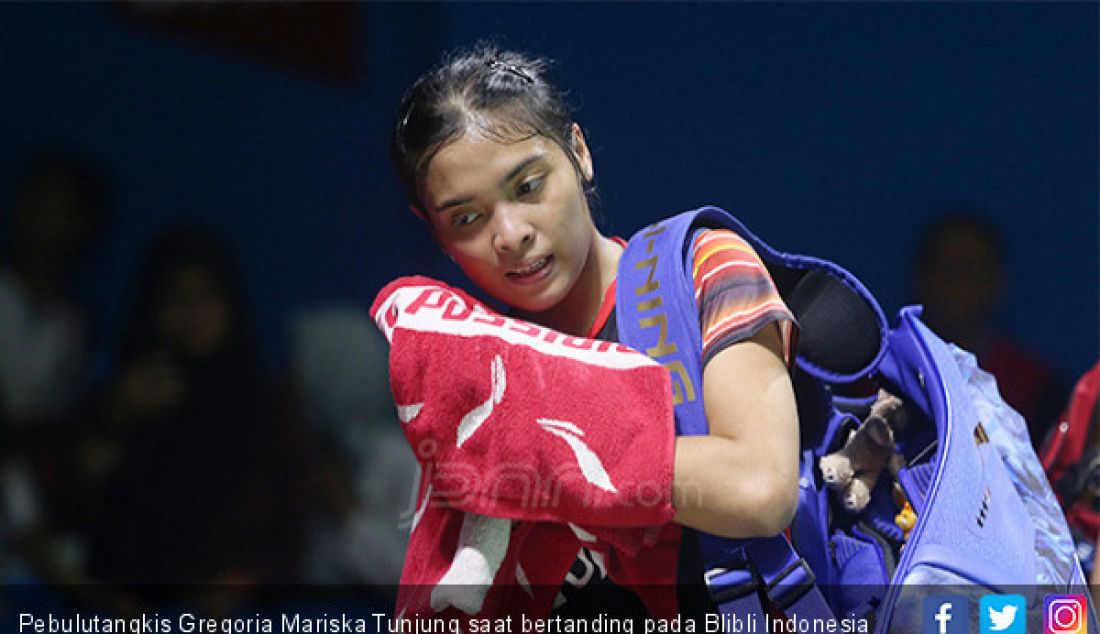 Pebulutangkis Gregoria Mariska Tunjung saat bertanding pada Blibli Indonesia Open 2019, Jakarta, Selasa (16/7) - JPNN.com