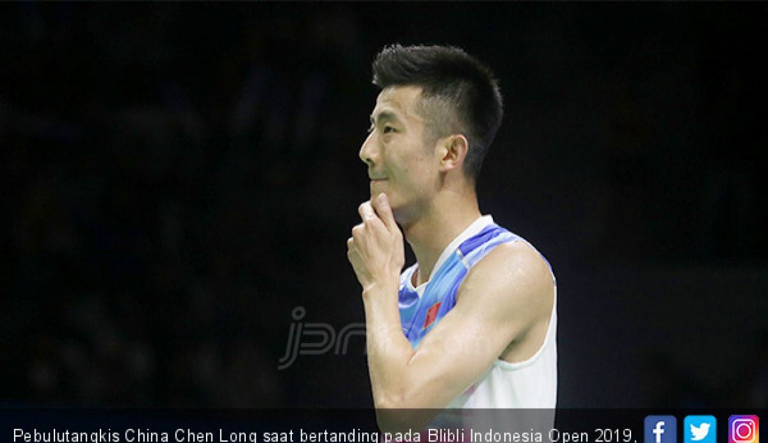 Pebulutangkis China Chen Long saat bertanding pada Blibli Indonesia Open 2019, Jakarta, Kamis (18/7). - JPNN.com