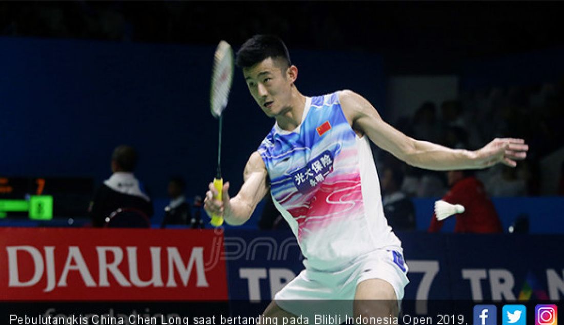 Pebulutangkis China Chen Long saat bertanding pada Blibli Indonesia Open 2019, Jakarta, Kamis (18/7). - JPNN.com