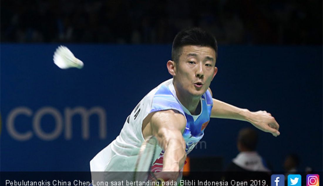 Pebulutangkis China Chen Long saat bertanding pada Blibli Indonesia Open 2019, Jakarta, Kamis (18/7). - JPNN.com