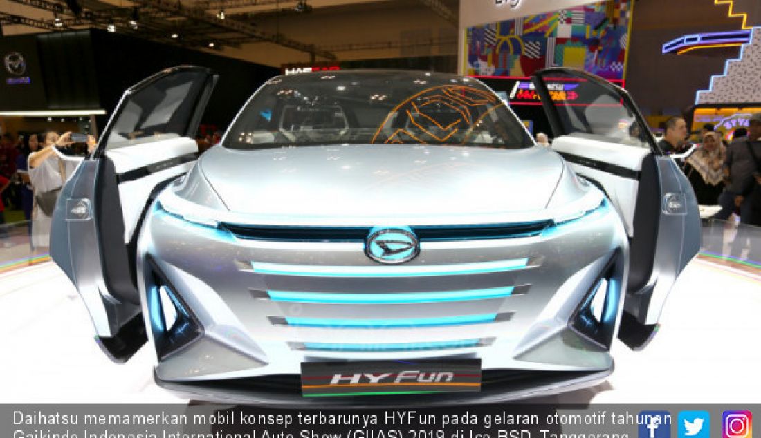Daihatsu memamerkan mobil konsep terbarunya HYFun pada gelaran otomotif tahunan Gaikindo Indonesia International Auto Show (GIIAS) 2019 di Ice BSD, Tanggerang Selatan, Jumat (19/7). - JPNN.com