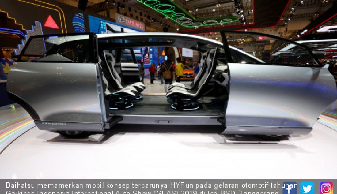 Daihatsu memamerkan mobil konsep terbarunya HYFun pada gelaran otomotif tahunan Gaikindo Indonesia International Auto Show (GIIAS) 2019 di Ice BSD, Tanggerang Selatan, Jumat (19/7). Pengenalan mobil yang digadang-gadang menjadi calon Xenia di masa depan tersebut juga berstatus world premiere. - JPNN.com