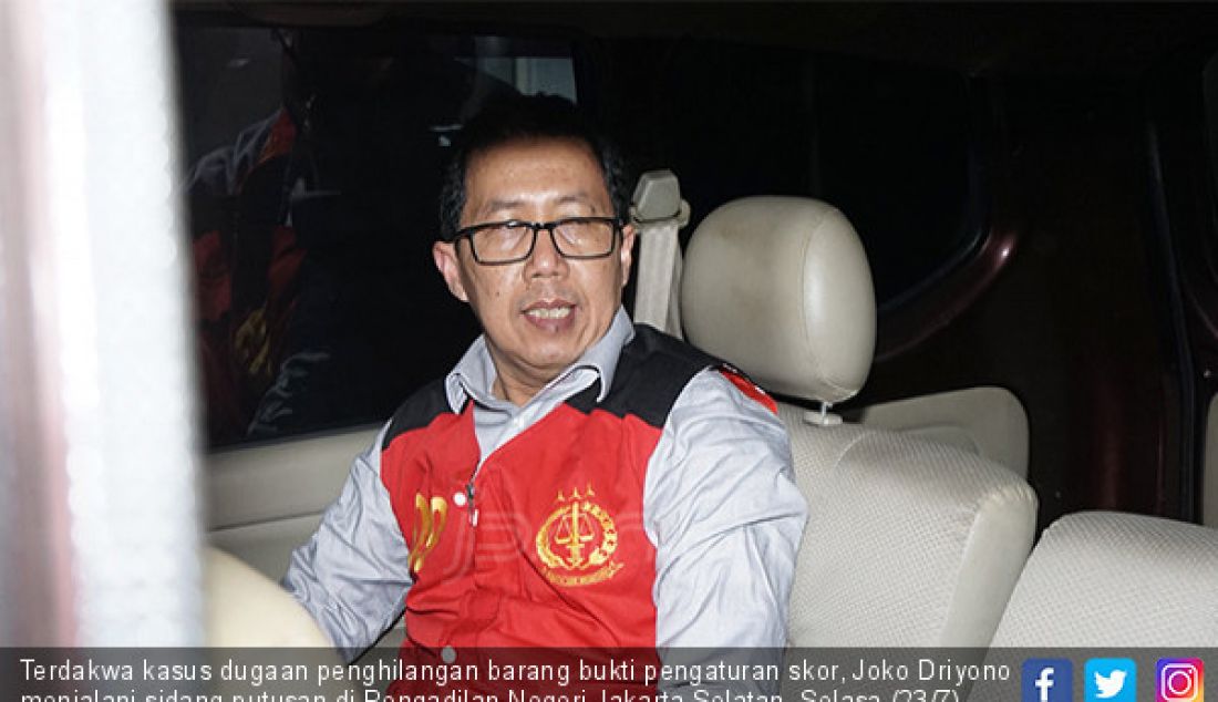 Terdakwa kasus dugaan penghilangan barang bukti pengaturan skor, Joko Driyono menjalani sidang putusan di Pengadilan Negeri Jakarta Selatan, Selasa (23/7). Mantan Plt Ketua Umum PSSI tersebut divonis 1 tahun 6 bulan penjara. - JPNN.com