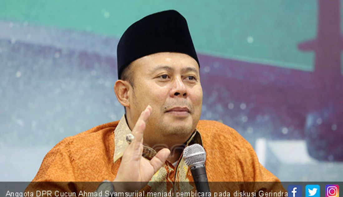 Anggota DPR Cucun Ahmad Syamsurijal menjadi pembicara pada diskusi Gerindra Gabung Ancaman Kursi Koalisi?, Jakarta, Kamis (25/7). - JPNN.com