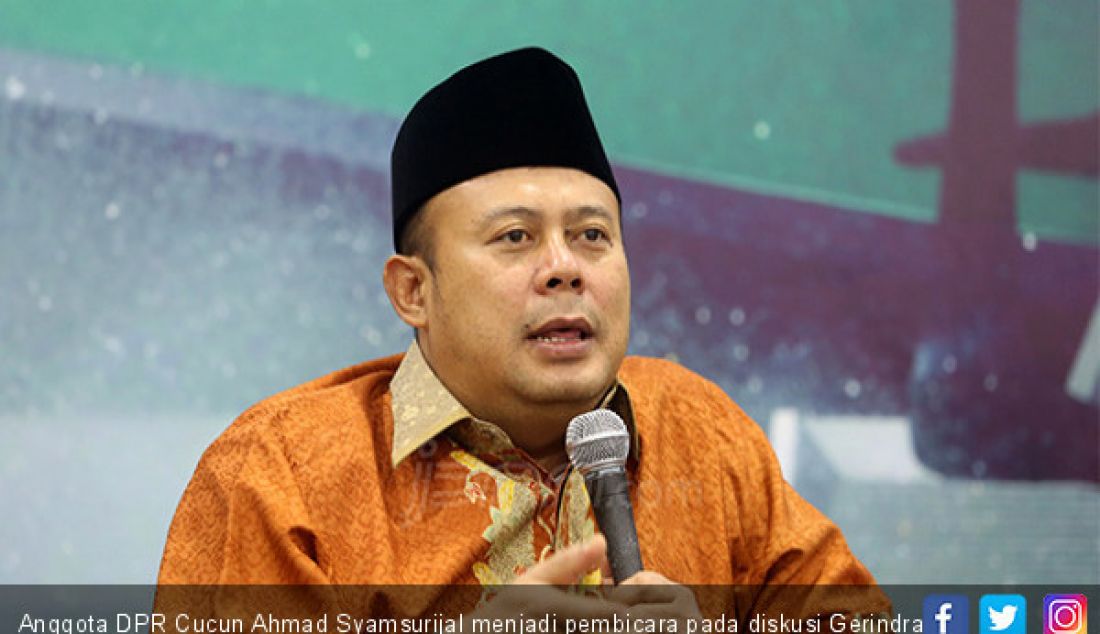 Anggota DPR Cucun Ahmad Syamsurijal menjadi pembicara pada diskusi Gerindra Gabung Ancaman Kursi Koalisi?, Jakarta, Kamis (25/7). - JPNN.com