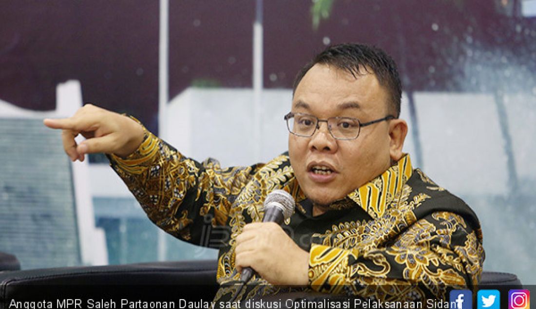 Anggota MPR Saleh Partaonan Daulay saat diskusi Optimalisasi Pelaksanaan Sidang Tahunan MPR RI, Jakarta, Senin (12/8). - JPNN.com