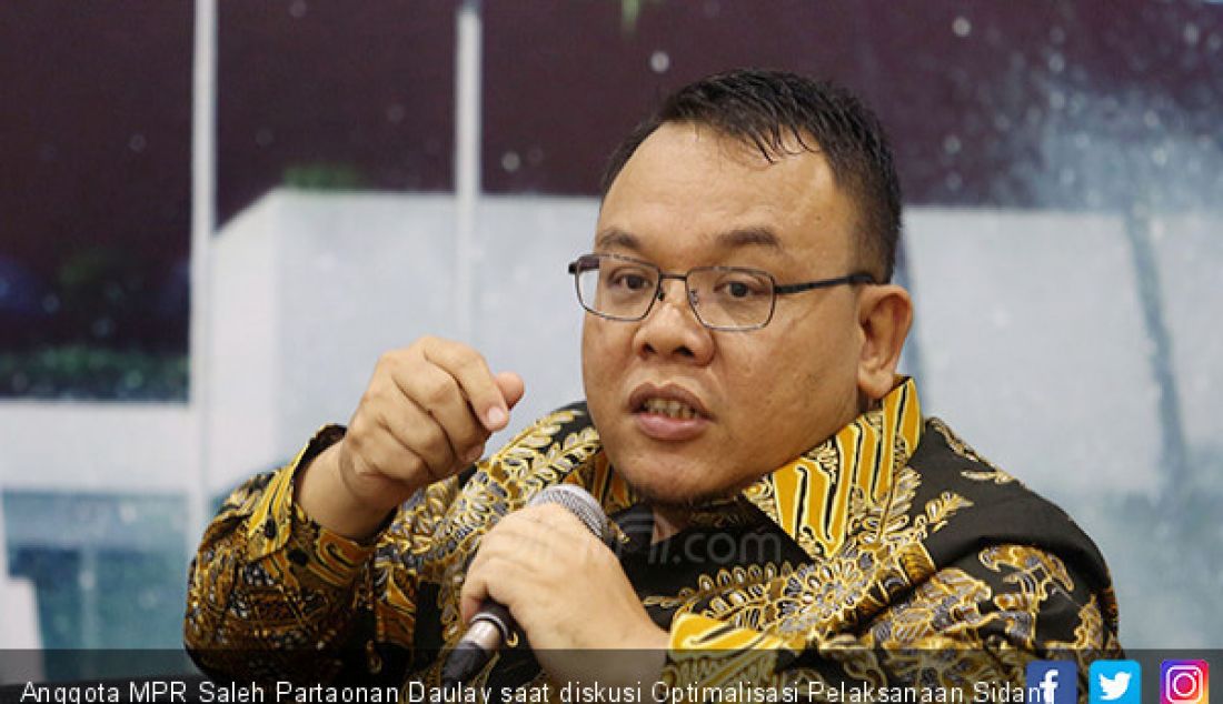 Anggota MPR Saleh Partaonan Daulay saat diskusi Optimalisasi Pelaksanaan Sidang Tahunan MPR RI, Jakarta, Senin (12/8). - JPNN.com