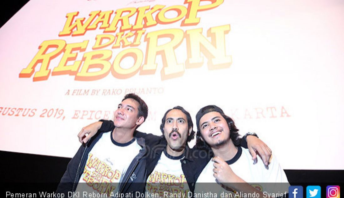 Pemeran Warkop DKI Reborn Adipati Dolken, Randy Danistha dan Aliando Syarief saat Trailer Film Warkop DKI Reborn, Jakarta, Rabu (14/8). - JPNN.com