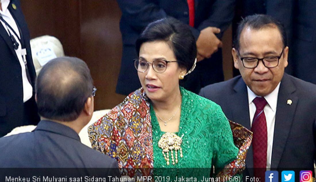 Menkeu Sri Mulyani saat Sidang Tahunan MPR 2019, Jakarta, Jumat (16/8). - JPNN.com