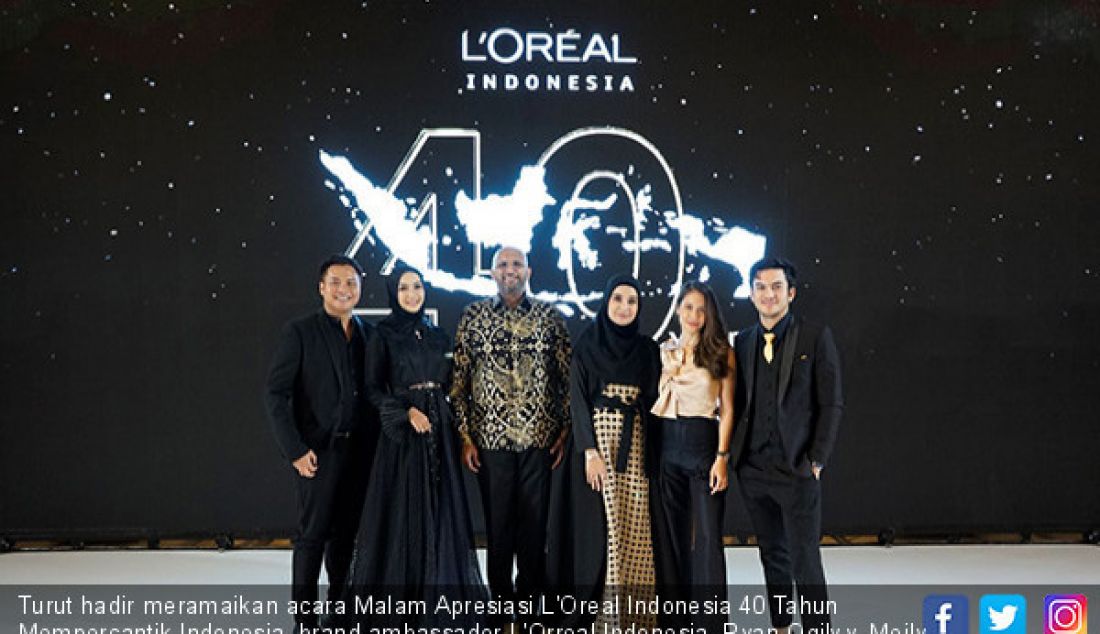 Turut hadir meramaikan acara Malam Apresiasi L'Oreal Indonesia 40 Tahun Mempercantik Indonesia, brand ambassador L'Orreal Indonesia, Ryan Ogilvy, Meily A, Shireen Sungkar, Pevita Pearce, dan Rizky Nazar. - JPNN.com