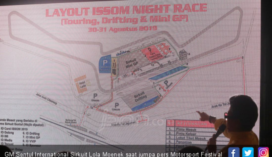 GM Sentul International Sirkuit Lola Moenek saat jumpa pers Motorsport Festival ISSOM Night Race 2019, Jakarta, Selasa (20/8). - JPNN.com