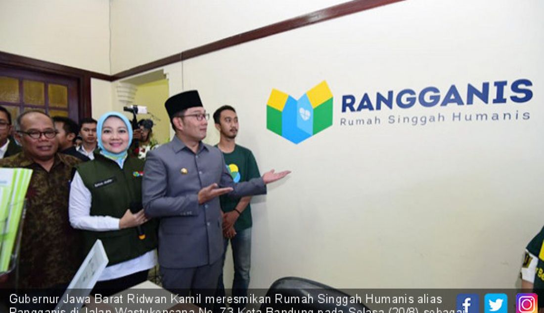 Gubernur Jawa Barat Ridwan Kamil meresmikan Rumah Singgah Humanis alias Rangganis di Jalan Wastukencana No. 73 Kota Bandung pada Selasa (20/8) sebagai rumah singgah bagi pasien Rumah Sakit Hasan Sadikin. - JPNN.com