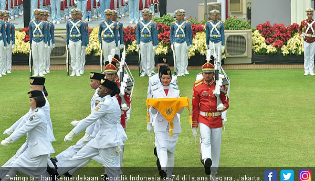 Peringatan hari Kemerdekaan Republik Indonesia ke-74 di Istana Negara, Jakarta, Minggu (17/8). - JPNN.com