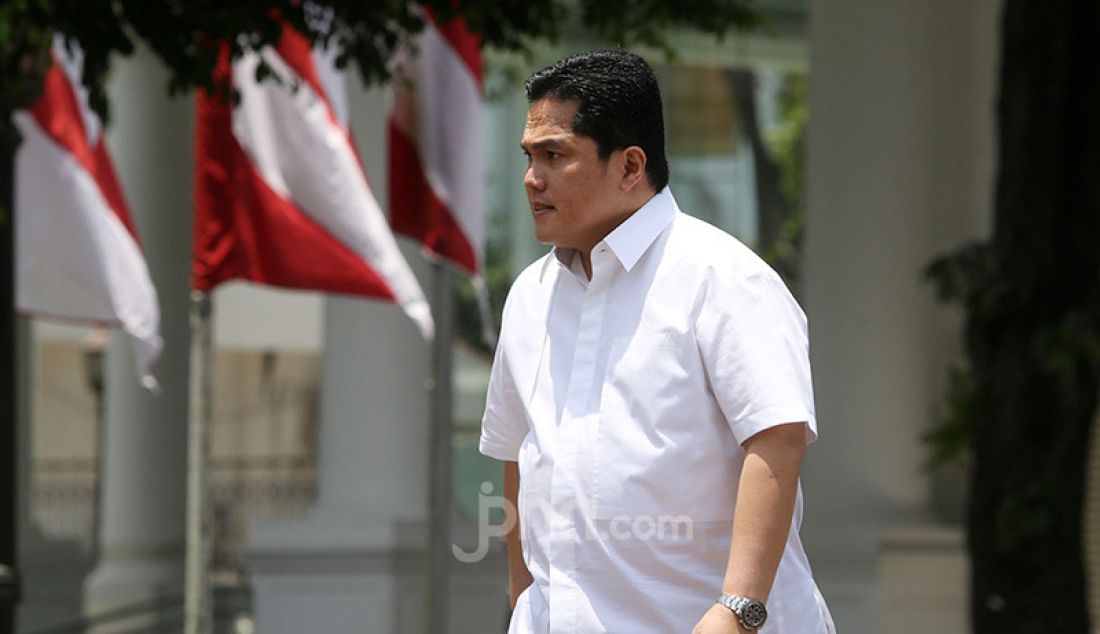 Erick Thohir tiba di komplek Istana Negara, Jakarta, Senin (21/10). - JPNN.com