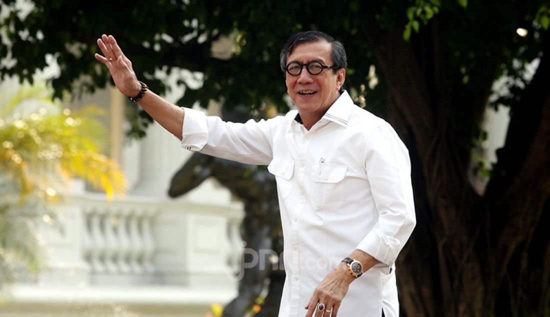 Yasonna Laoly saat tiba di Istana Negara, Jakarta, Selasa (22/10). - JPNN.com