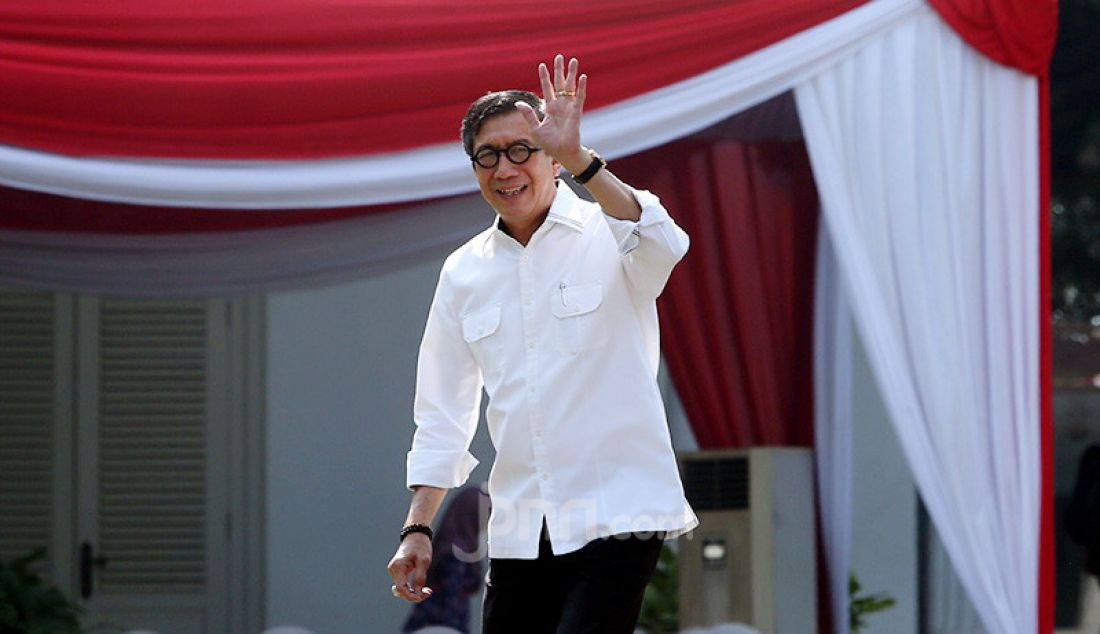 Yasonna Laoly saat tiba di Istana Negara, Jakarta, Selasa (22/10). - JPNN.com