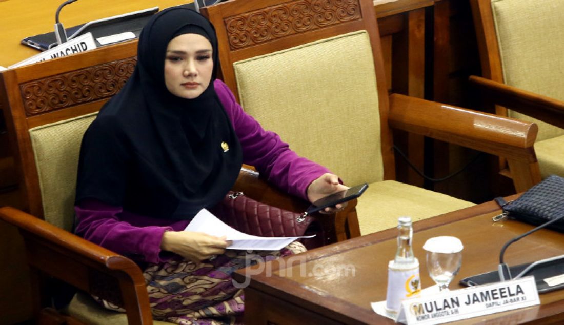 Anggota DPR Mulan Jameela saat menghadiri Sidang Paripurna DPR Pengesahan Calon Kapolri di Gedung DPR, Jakarta, Kamis (31/10). - JPNN.com