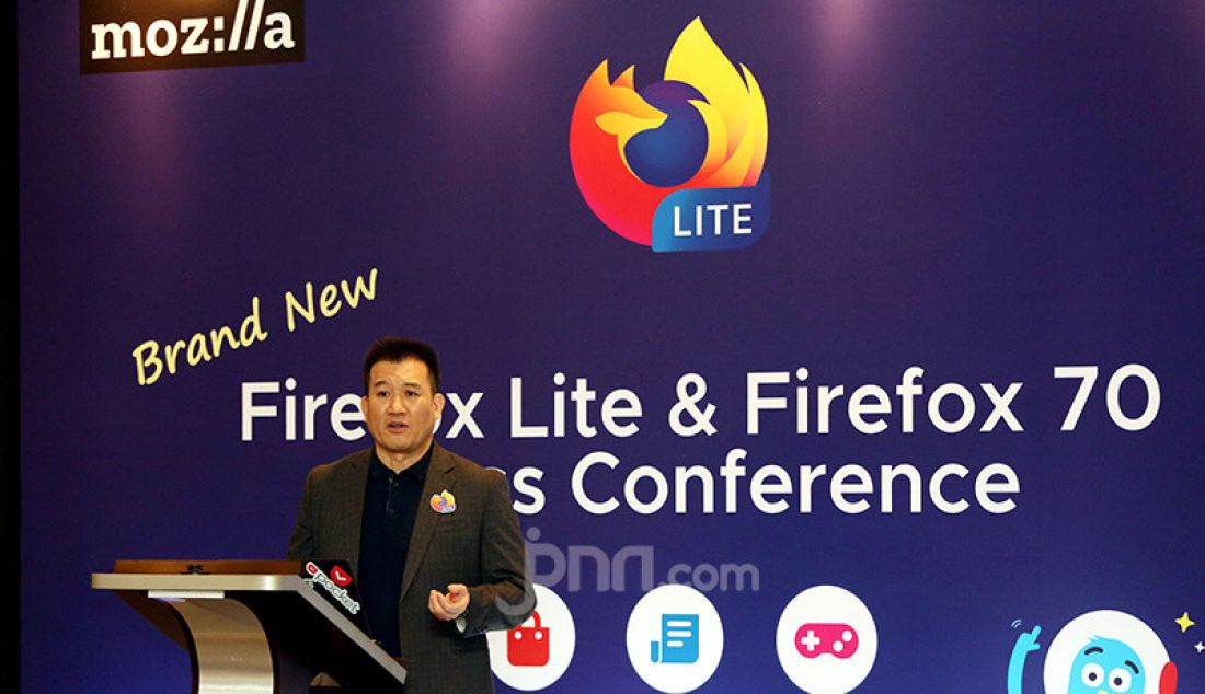 VP and General Manager of Emerging Markets Mozilla Stan Leong di acara press conference Firefox Lite, Jakarta, Rabu (27/11). Versi terbaru dari Firefox Lite ini menawarkan fitur multi-fungsi serta memungkinkan pengguna untuk merasakan pengalaman berinternet yang lebih mudah, efisien dan aman. - JPNN.com