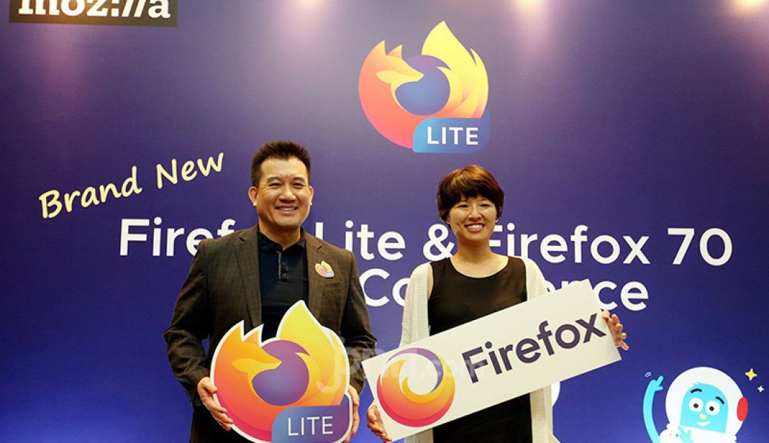 Kiri: VP and General Manager of Emerging Markets Mozilla Stan Leong and Staff Product Manager Core Browsers Cindy Hsiang di acara press conference Firefox Lite, Jakarta, Rabu (27/11). - JPNN.com