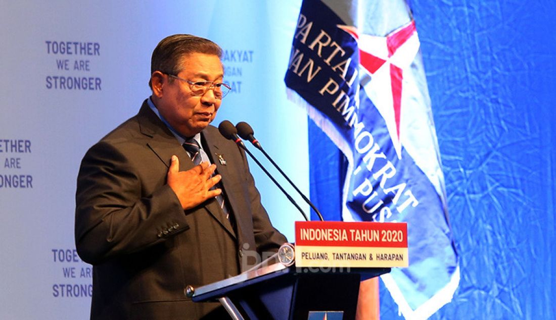 Ketua Umum Partai Demokrat Susilo Bambang Yudhoyono memberikan Pidato Refleksi Pergantian Tahun 2019, Jakarta, Rabu (11/12). - JPNN.com