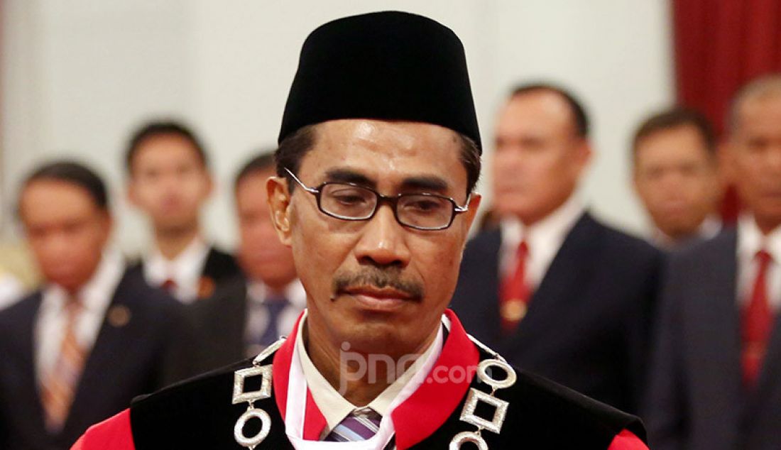 Hakim MK Daniel Yusmic Pancastaki Foekh di Istana Negara, Jakarta, Selasa (7/1). - JPNN.com