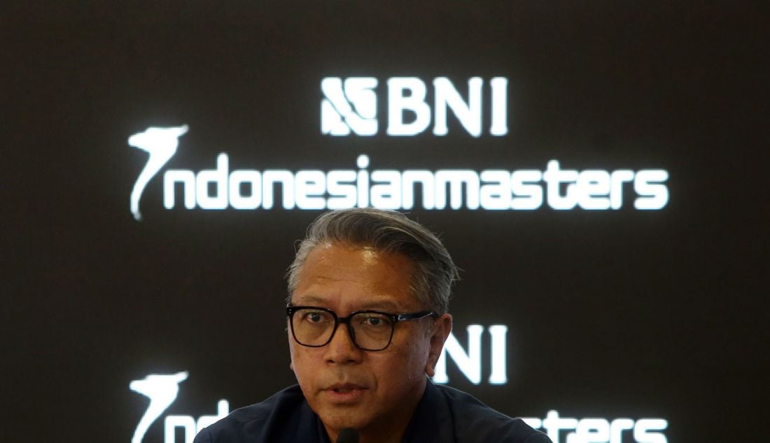 Wholesale & International Banking Director BNI Agung Prabowo saat Konferensi Pers Peluncuran BNI Indonesian Masters 2024, Jakarta, Selasa (17/9). BNI Indonesian Masters 2024 yang akan diselenggarakan pada 31 Oktober - 3 November 2024 di Royale Jakarta Golf Club dengan total hadiah sebesar USD 2 juta. - JPNN.com