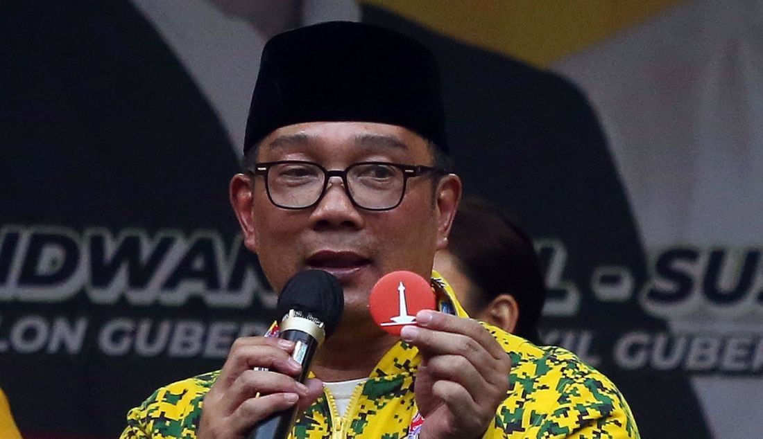 Bakal calon Gubernur DKI Jakarta Ridwan Kamil saat acara Apel Pemenangan Ridwan Kamil - Suswono (RIDO) di Halaman kantor Golkar DKI Jakarta, Jakarta, Sabtu (21/9). - JPNN.com