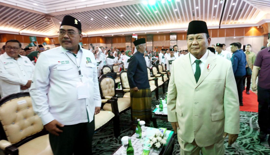 Presiden terpilih Prabowo Subianto saat Pembukaan Forum Sinergitas Legislator PKB, Jakarta, Kamis (10/10). - JPNN.com