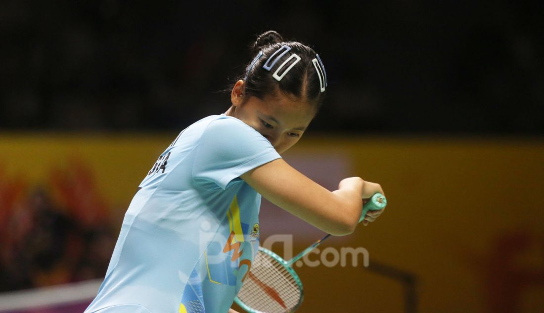 Tunggal putri Indonesia Putri Kusuma Wardani saat bertanding melawan wakil Taiwan Pai Yu Po di 32 Besar Daihatsu Indonesia Masters 2025, di Istora Senayan, Jakarta, Rabu (22/1). Putri KW menang 21-13 dan 21-14. - JPNN.com