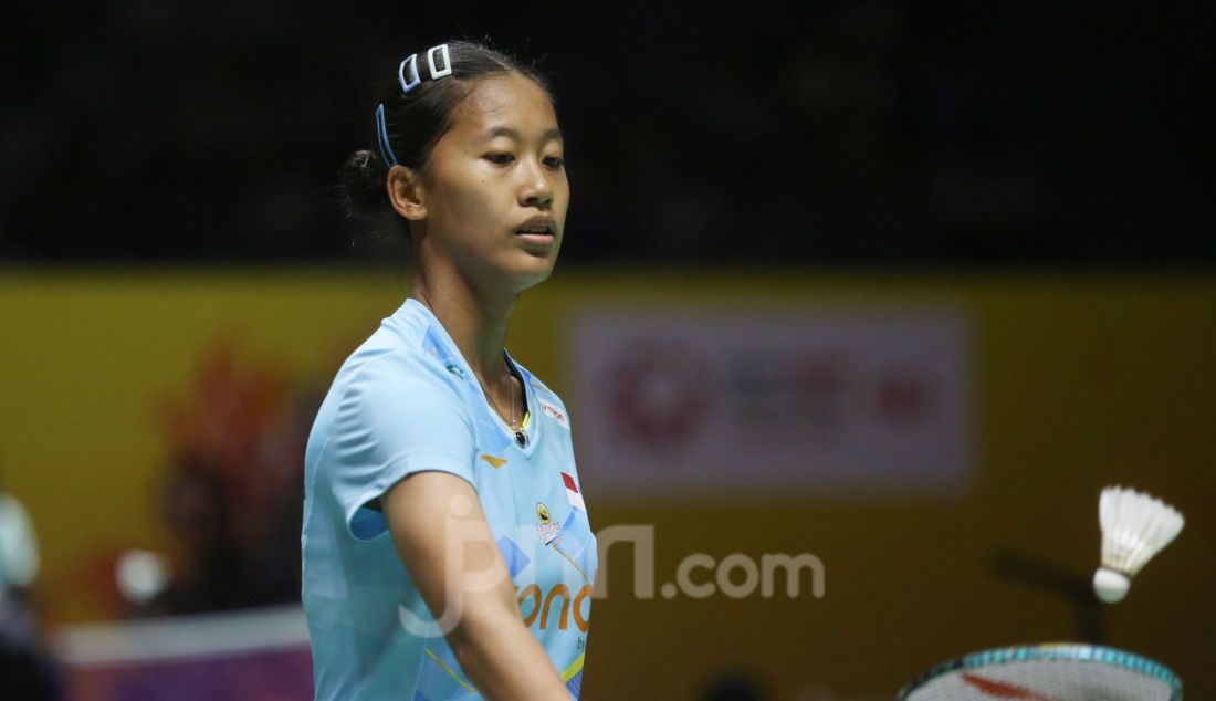 Tunggal putri Indonesia Putri Kusuma Wardani saat bertanding melawan wakil Taiwan Pai Yu Po di 32 Besar Daihatsu Indonesia Masters 2025, di Istora Senayan, Jakarta, Rabu (22/1). Putri KW menang 21-13 dan 21-14. - JPNN.com