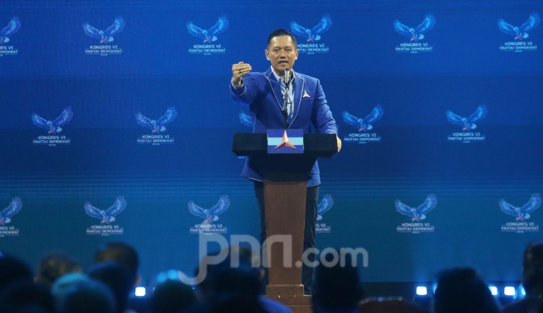 Ketum Partai Demokrat Agus Harimurti Yudhoyono saat pembukaan Kongres ke-VI Partai Demokrat, Jakarta, Senin (24/2). - JPNN.com