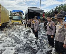 Truk Pengangkut Telur & Sembako Terbalik di Jalintim, Kapolres Pelalawan Langsung Atur Lalu Lintas - JPNN.com