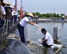 Laksda TNI Sudihartawan Menerbarkan Ratusan Ribu Benih Udang dan Bandeng - JPNN.com