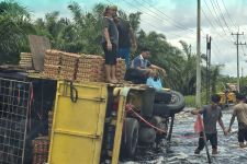 Truk Bermuatan 8 Ton Telur Terbalik di Jalintim Pangkalan Kerinci, Ini Dugaan Penyebabnya - JPNN.com