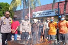 70 Gram Ganja dari Pekanbaru Dimusnahkan di Mataram, ada Air Softgun Juga - JPNN.com NTB