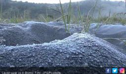 Dingin Banget, Pasir Bromo jadi Lautan Serbuk Es - JPNN.com