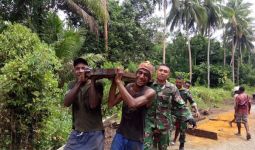 TNI Bersama Warga Memperbaiki Jembatan Yang Rusak di Pedalaman Papua - JPNN.com