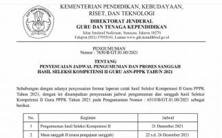Jadwal Terbaru Pengumuman Kelulusan PPPK Guru Tahap 2 & Masa Sanggah, Catat ya - JPNN.com