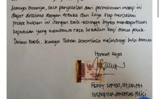 Ini Surat Ferdy Sambo, 5 Kata Maaf, Gelar Akademis Ditulis Lengkap - JPNN.com