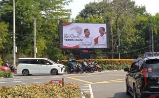 Lihat, Jakarta Dipenuhi Potret Jokowi & Prabowo Bertuliskan Untuk Indonesia Terus Maju - JPNN.com