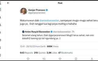 Selamat Ultah, Dab Ganjar Pranowo! Anies Sampaikan Tahniah Pakai Basa Walikan Jogja - JPNN.com