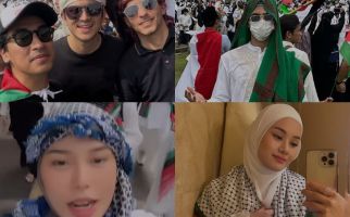 Penampakan Dinda Hauw Hingga Rizky Nazar Ikut Aksi Bela Palestina di Monas  - JPNN.com