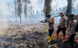 Kapolres Inhil AKBP Budi Setiawan Ikut Berjibaku Padamkan Karhutla di Lahan Gambut - JPNN.com